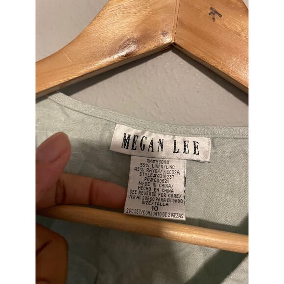 Vintage Womens Cardigan Size 10 Green Linen Blend Beaded Embroidered Fairy 90s - Picture 3 of 7